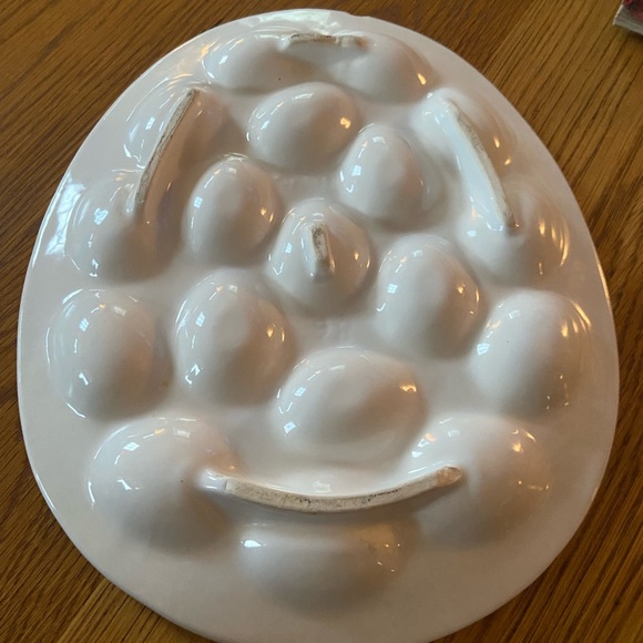Large Vintage White Ceramic Deviled Egg Platter - Picture 2 of 7